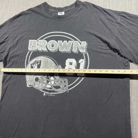 Vintage Oakland Raiders Shirt Mens 2XL Black NFL Football Brown 81 Starter 90s - Picture 7 of 10